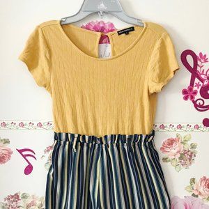 Sequin Hearts Girls Khaki Top Striped Pants romper Jumpsuits One piece M